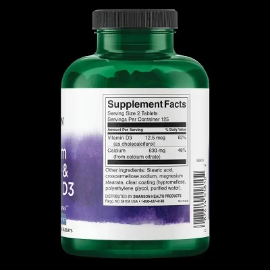 Swanson Calcium Citrate and Vitamin D 250 Tablets image {1}