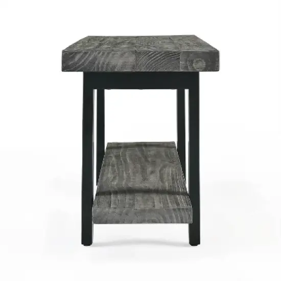 Pomona Metal and Reclaimed Wood Bench Slate Gray - Alaterre Furniture image {3}