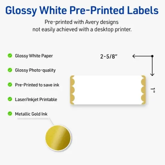 Avery&reg; Labels, 1" x 2-5/8", Gold Dots Edge, Glossy White, 160ct image {1}