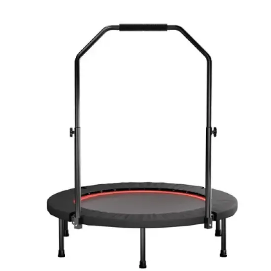 Jump Into Fun 40inch Foldable Mini Trampoline Comes with N-shaped handle three adjustable levels For Indoor and Outdoor Use image {8}