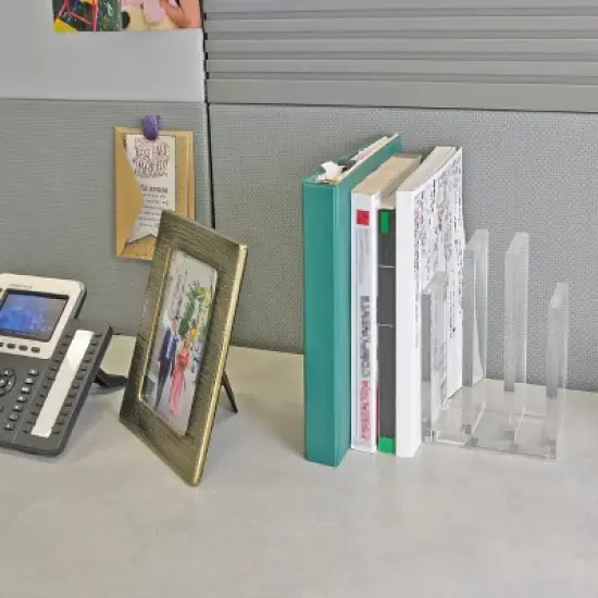 Azar Displays Clear Acrylic Bookend and Desk File Sorter, Acrylic, 1-Pack image {5}