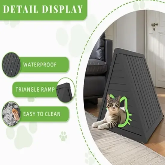 Decksplore Cat House for Outdoor Weatherproof Shelter Cats Triangle Moisture and Odor Resistant image {9}
