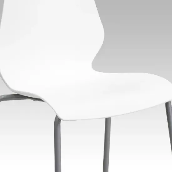 Flash Furniture HERCULES Series 770 lb. Capacity White Stack Chair with Lumbar Support and Silver Frame image {5}