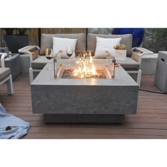 Elementi 36" Fire Pit Natural Gas with Windscreen & Stainless Steel Lid 4 Pc image {5}