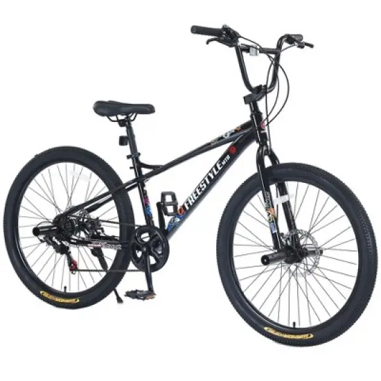 NAYSAYE Bicycle Freestyle Kids Bike Double Disc Brakes for Boys and Girls 12 Years and Older for Fun, Black, 68.8"*26.77"*47.6" image {5}
