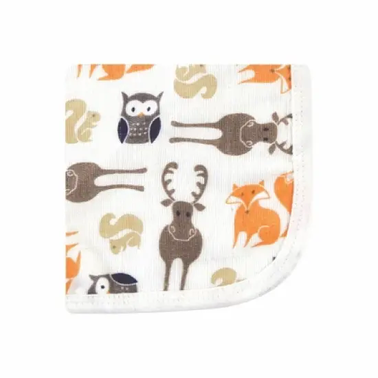 Hudson Baby Infant Boy Cotton Muslin Washcloths, Forest, One Size image {2}