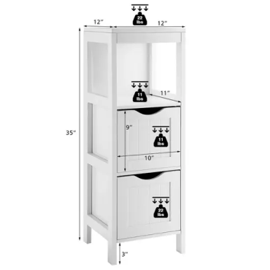 Costway Bathroom Floor Cabinet Freestanding Side Storage Organizer w/2 Removable Drawers image {3}