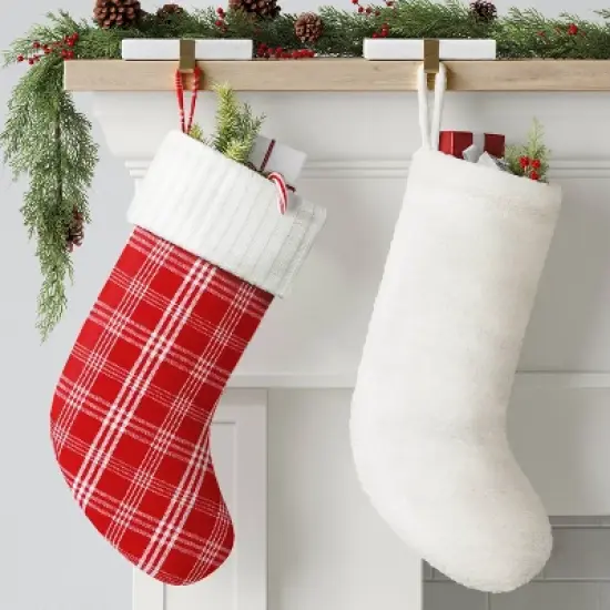 20" Christmas Plaid Stocking with Cuff Red Base - Wondershop&trade; image {1}