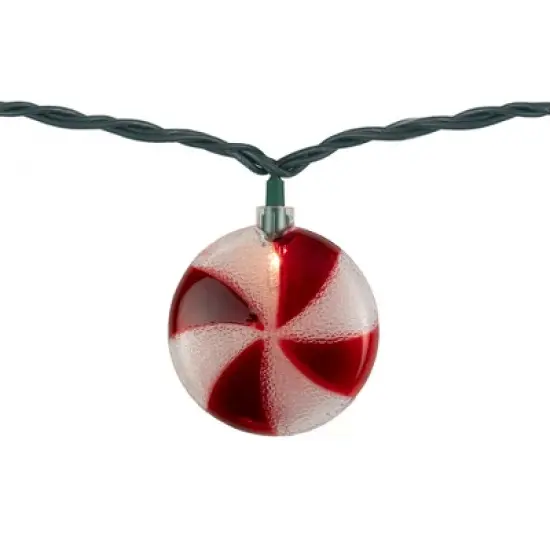Northlight 10 Count Peppermint Candy Christmas Light Set, 6ft Green Wire image {5}