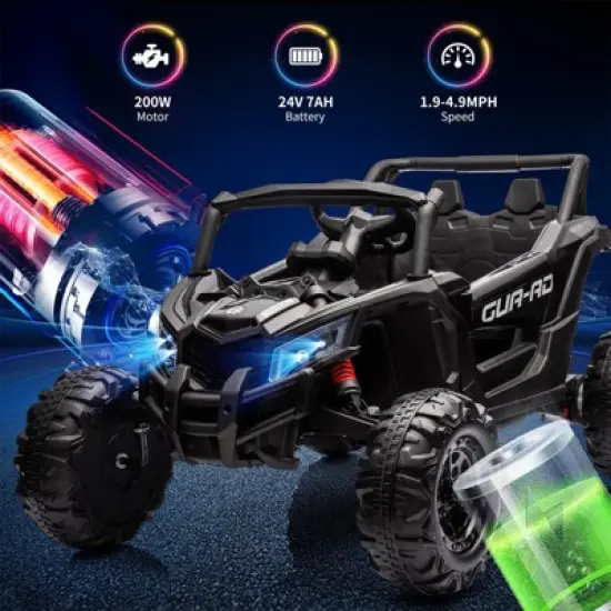 24V Kids Ride On Utv Car, Ride On Utv with Remote Control, Battery Powered Electric Vehicles, 200W Motor, USB, Mp3, Led Lights, Ride On Car for Kids image {1}
