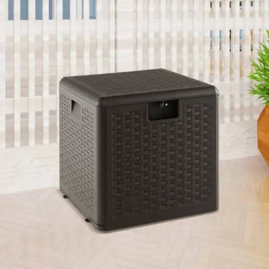 WELLFOR 31gal HDPE Storage Container with Lockable Lid Brown image {4}