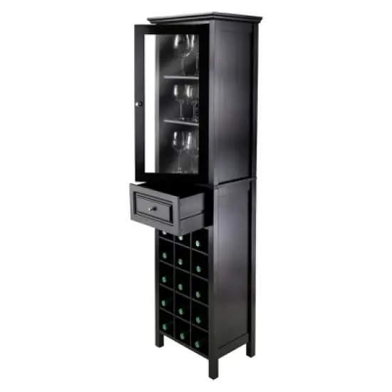 Wine Cabinet Wood/Black - Winsome image {3}