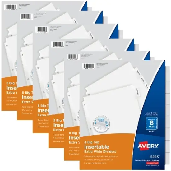 Avery Big Tab Insertable Extra Wide Dividers for 3 Ring Binders, 8-Tab Sets, Clear Tabs, 6 Sets (21940) image {7}