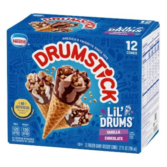 Nestle Drumstick Lil' Drums Vanilla Chocolate Ice Cream Cones - 12ct image {13}