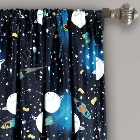 Universe Room Darkening Window Curtain Panels Navy - Lush D&eacute;cor image {1}