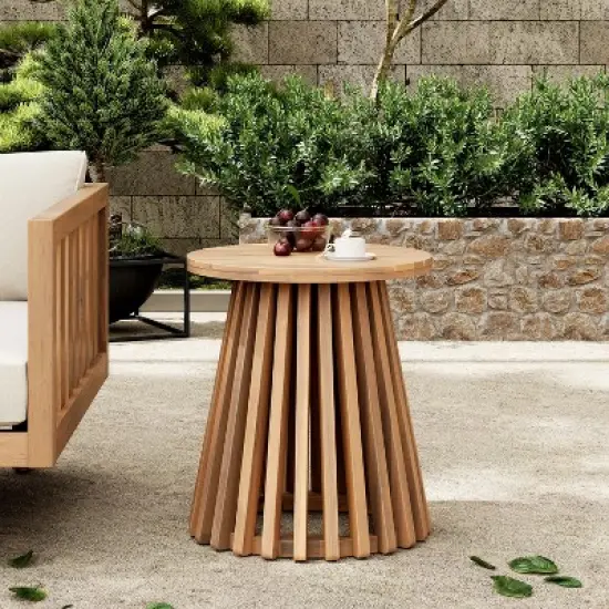 FIONECA Patio Acacia Wood Outdoor Furniture Set &uml;C Club Chairs & Side Table, Conversation Set for Garden, Patio, Deck (Brown+Cream) image {4}