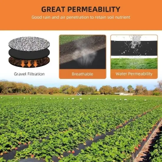 6oz Geotextile Fabric 6ft x 300ft - Heavy Duty PP Non-Woven Landscape Weed Barrier with 350N Tensile Strength & 440N Load Capacity for French Drains image {2}