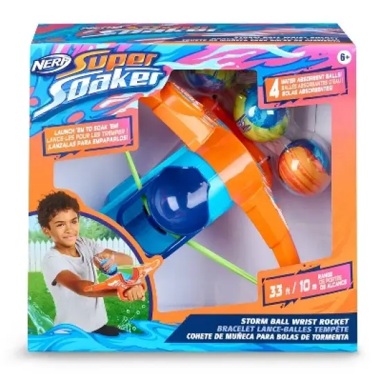 NERF Super Soaker 2.25" Storm Ball Wrist Rocket by WowWee with 3 Reusable Water Balls image {1}