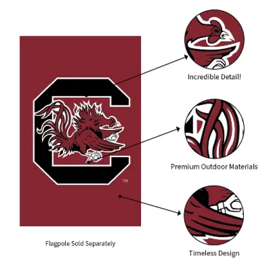 Evergreen NCAA University of South Carolina Applique House Flag 28 x 44 Inches Outdoor Decor for Homes and Gardens image {3}