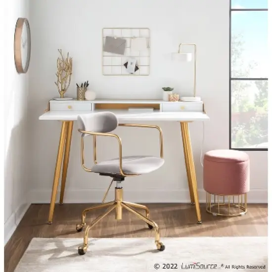 Demi Velvet/Metal Task Chair Gold/Silver - LumiSource image {7}