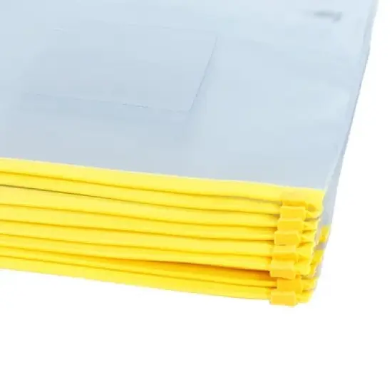 PiccoCasa Office Plastic Zipper Closure A5 Paper File Storage Folder Yellow 12Pcs image {5}