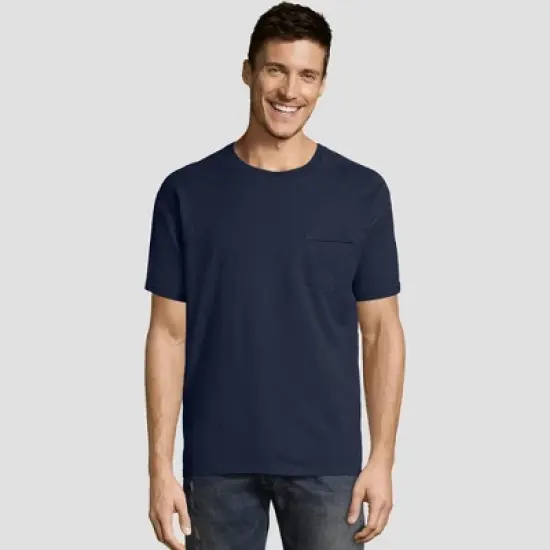 Hanes Men's Short Sleeve 1901 Garment Dyed Pocket T-Shirt image {10}