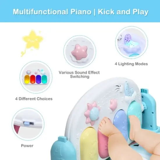 3 in 1 Baby and Toddler Learning Toys Fitness Music and Lights Fun Piano Activity Center Blue image {6}