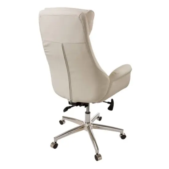 Mid Century Modern Bonded Leather Gaslift Adjustable Swivel Office Chair Cream - Glitzhome image {4}