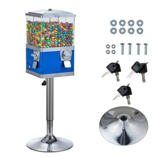 VEVOR Commercial Vending Machine, Four Compartment Rotatable Gumball and Candy Dispenser, Adjustable Height Coin Operated Candy Bank, Blue image {8}