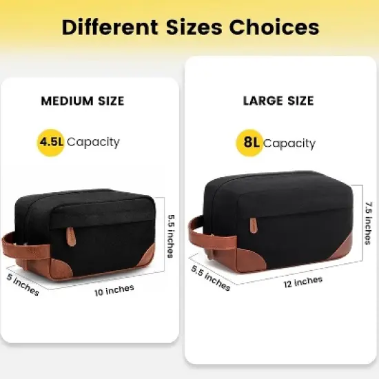 Narwey Toiletry Bag Hanging Dopp Kit for Men Water Resistant Canvas Shaving Bag with Large Capacity image {1}
