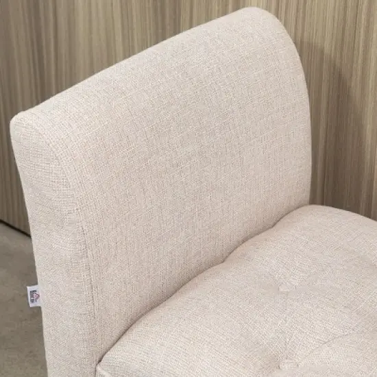 HOMCOM End of Bed Bench with Button Tufted Design, Upholstered Bench with Arms and Solid Wood Legs for Bedroom image {5}