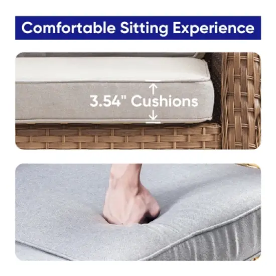 POCASSY 50" Wide Wicker Outdoor Loveseat Sofa with Weather Resistant Yellow Rattan for Porch, Balcony image {7}