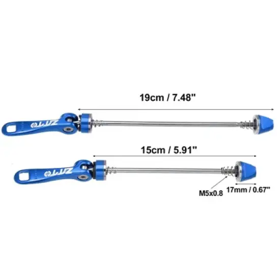 Unique Bargains Bicycle Quick Release Axles Skewers Lever Front Rear 5.91" 7.48" Blue 2 Pcs image {2}