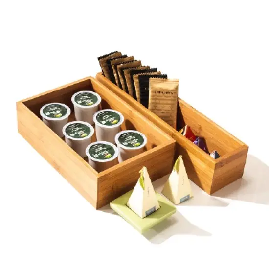 Seville Classics 10-Piece Natural Bamboo Storage Organizer Box Set image {5}