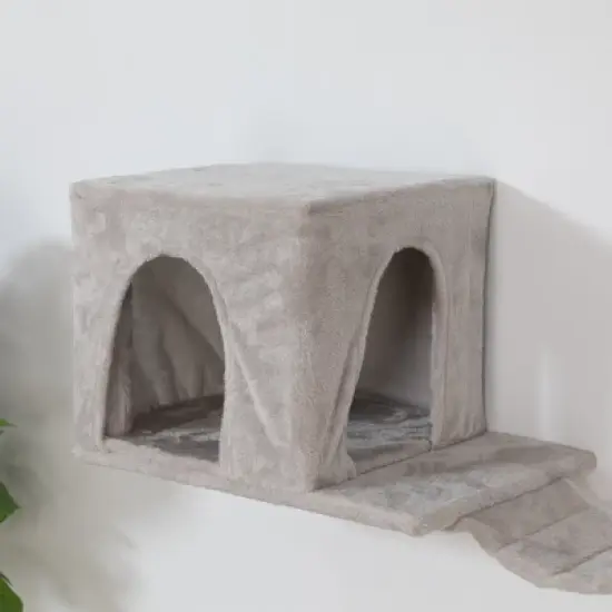 Multipet Wall-mounted Cat Tree with 2 Cat Condos House, 3 Cat Wall Shelves, 2 Ladder, 1 Cat Perch, Sisal Cat Scratching Posts and Pad image {2}