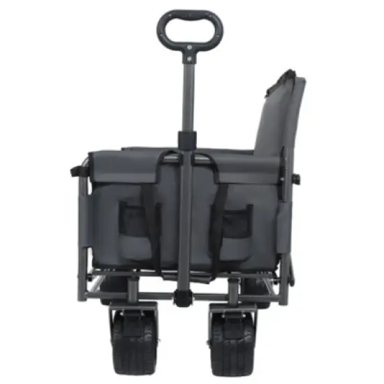 FURNIinspire Outdoor Serving Carts 3-in-1 Convertible Folding Wagon Cart Bench Seat Storage 500lbs Heavy-Duty Utility Wagon, Gray, 37"*24.02"*40.94" image {1}