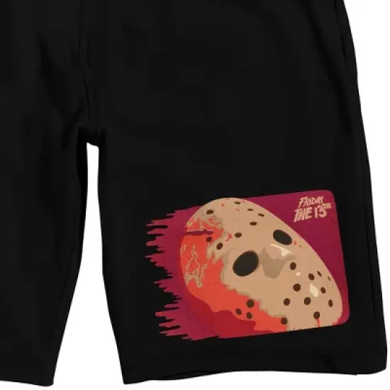 Friday The 13th Hockey Mask Men's Black Sleep Pajama Shorts image {1}