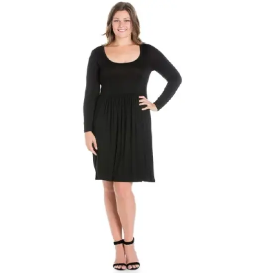 Long Sleeve Pleated Plus Size Dress image {4}