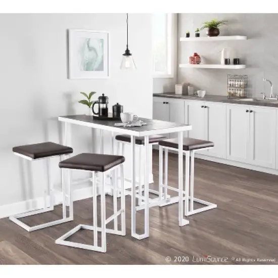 Roman Industrial Counter Height Dining Table Vintage White/Espresso - LumiSource image {7}