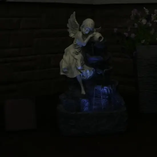 Sunnydaze Outdoor Solar Powered Angel Falls Water Fountain with Battery Backup and Submersible Pump - 27" image {7}