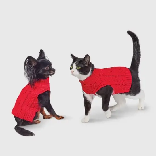 Gingerbread Playhouse Red Knit Cat and Dog Sweater - Wondershop&trade; image {4}