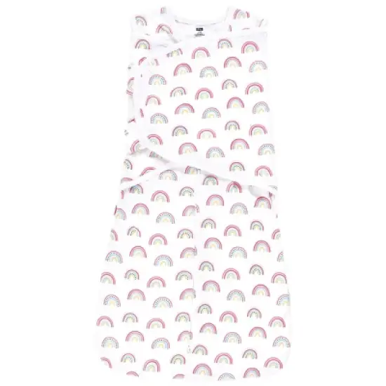 Hudson Baby Infant Girl Convertible Swaddle Sleep Sack, Modern Rainbow image {4}