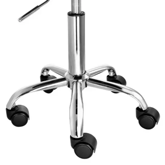 Elama Faux Leather Adjustable Backless Rolling Stool in Black with Chrome Base image {2}