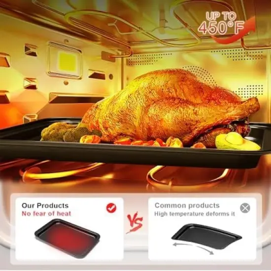 Itopfox Nonstick Bakeware Set, 7-Piece Carbon Steel Baking Pans with Cooling Rack, Stackable Design, Perfect for Cakes, Muffins, Pizza and More image {6}