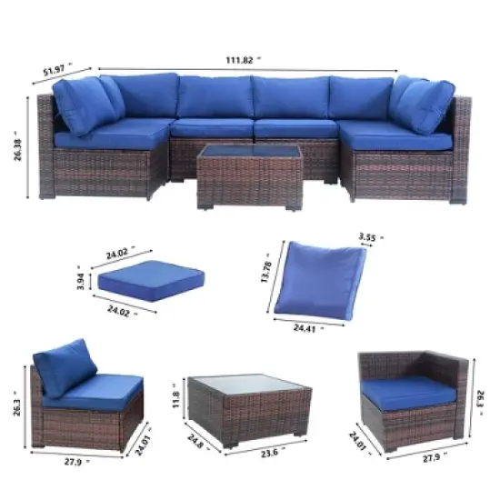 Yardgrace 7-Piece Modular Weather Resistant Straight-back Sofa Set image {5}