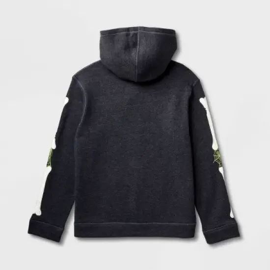 Kids' Adaptive Halloween Fleece Pullover Hoodie Sweatshirt - Cat & Jack&trade; Black image {1}