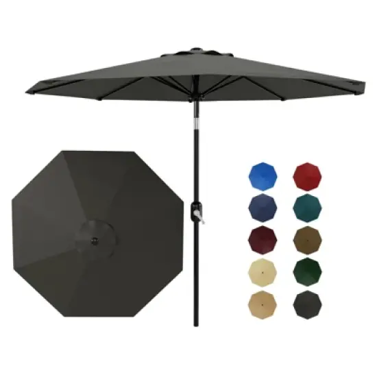 Patio Umbrella 9ft, Table Umbrella Outdoor Patio UV Protection with Crank Lift & Push Button Tilt, 8 Sturdy Ribs for Yard, Deck, Pool image {10}