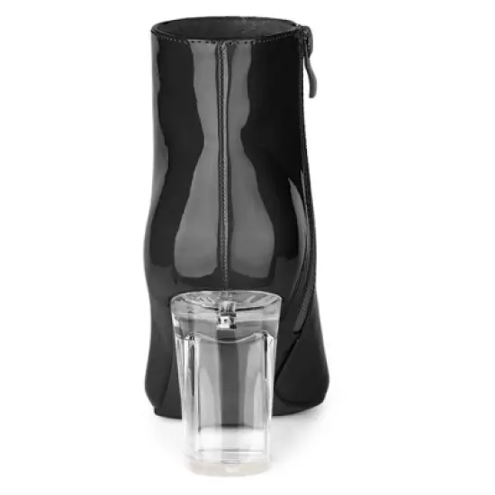 Allegra K Women's Clear Heel Pointy Toe Chunky Heels Ankle Boots image {3}