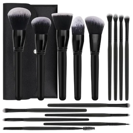 BABYYER Black Makeup Brushes Set,15 Pcs Professional Premium Synthetic Foundation Contour Powder Concealers Eye Shadows Blush Makeup Brush Set image {7}