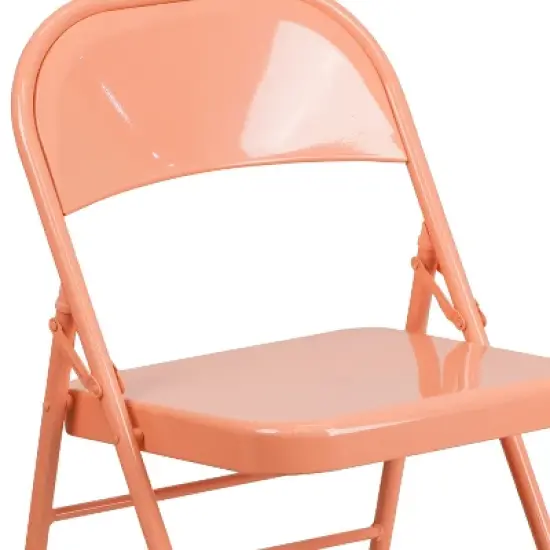 Flash Furniture 4 Pack HERCULES COLORBURST Series Triple Braced & Double Hinged Metal Folding Chair image {6}